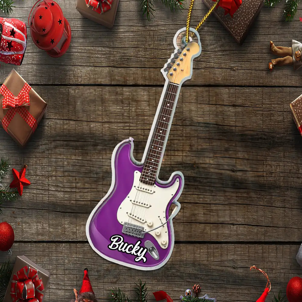 Top Market,Guitar,Christmas,Gifts For Him,Gift For Men,Music,Gift For Yourself,Icon,Happy - Guitar Type Christmas Gift For Guitarist Guitar Lovers - Personalized Custom Shaped Acrylic Ornament