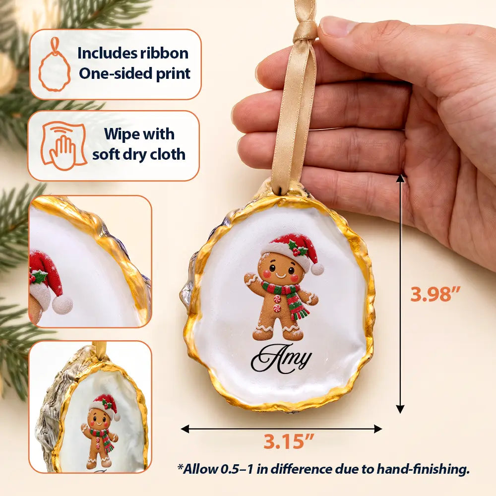 Christmas, Family, Happy, Icon, Indoor Decor - Family Christmas Gift - Personalized Vintage Tree Hanging Decoration Oyster Ornament