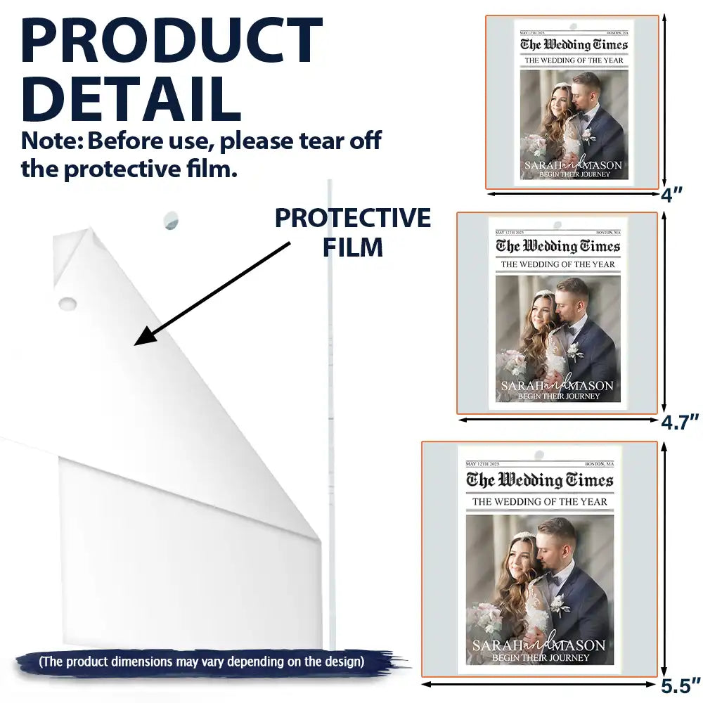 Christmas,Custom Photo,First Christmas,Gift For Couples,Married Couple,Romantic,Top Market,Upload Full Photo - Christmas Gift For Newlywed Couples - Personalized Custom Photo Newspaper Acrylic Ornament