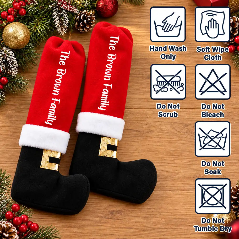Adorable,Christmas,Custom Text,Gift For Yourself,Gifts For Her,Gifts For Him,Indoor Decor - Christmas Home Decor Gift For Family - Personalized Santa Boot Family Name Furniture Leg Cover