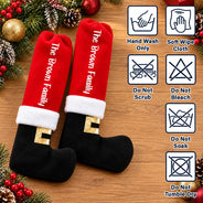 Adorable,Christmas,Custom Text,Gift For Yourself,Gifts For Her,Gifts For Him,Indoor Decor - Christmas Home Decor Gift For Family - Personalized Santa Boot Family Name Furniture Leg Cover