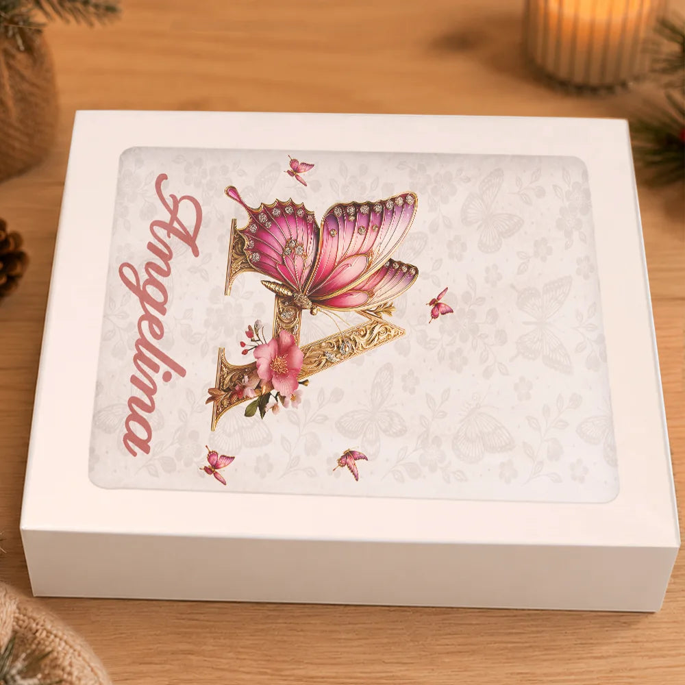 Confident,Christmas,Gift For Yourself,Gift For Women,Icon - Butterfly Floral Alphabet For Her - Personalized Fleece Scarf