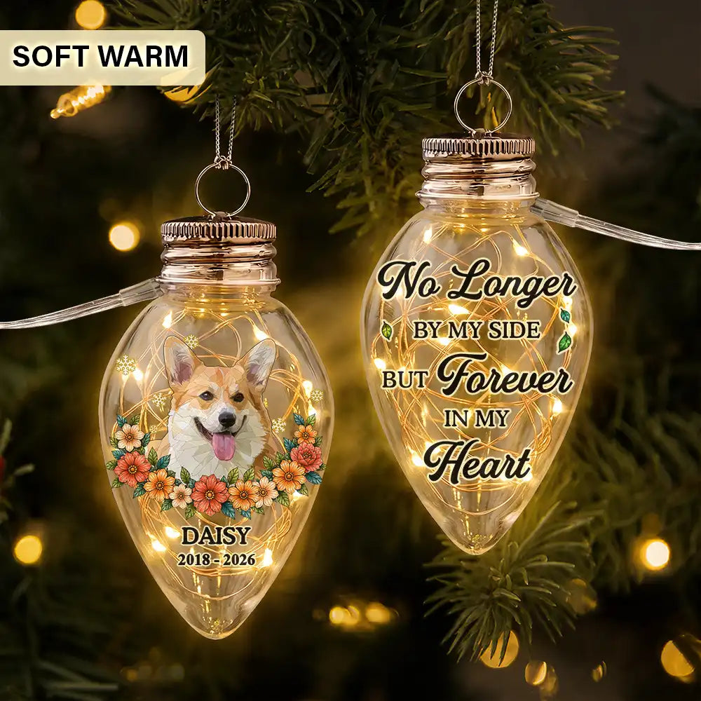 Art Design,Christmas,Custom Photo,Memorial,Pet Lovers,Pet Memorial,Photo - Stained Glass,Sentimental - Memorial Gift For Pet Lovers - Personalized Custom Photo Stained Glass Your Light Will Always Shine In My Heart Chili Bulb LED Light