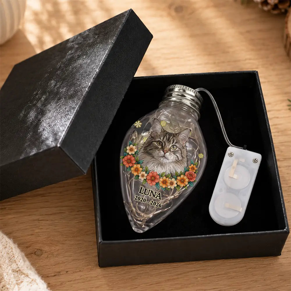 Art Design,Christmas,Custom Photo,Memorial,Pet Lovers,Pet Memorial,Photo - Stained Glass,Sentimental - Memorial Gift For Pet Lovers - Personalized Custom Photo Stained Glass Your Light Will Always Shine In My Heart Chili Bulb LED Light