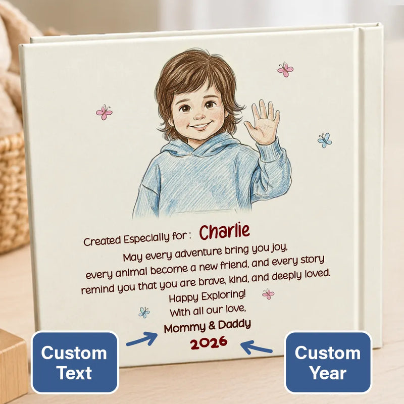 Custom Photo Kid's Adventure Little Animal Parade Colored Sketch - Personalized Story Picture Book