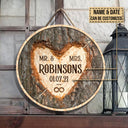 Wedding Mr & Mrs Forever Custom Wood Circle Sign