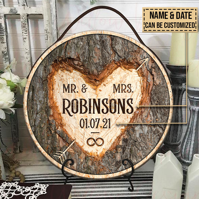 Wedding Mr & Mrs Forever Custom Wood Circle Sign – Wander Prints