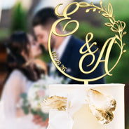 Romantic, Gift For Couples, Wedding, Custom Text - Wedding Couple Initials - Personalized Cake Topper