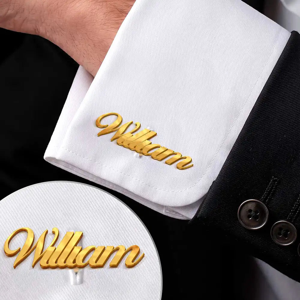 Wedding Men Groomsman Simple Name - Personalized Cufflinks