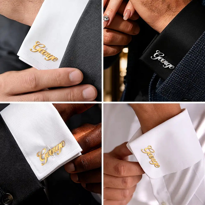 Wedding Men Groomsman Simple Name - Personalized Cufflinks