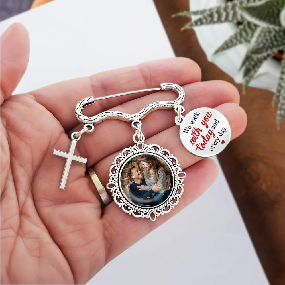 Custom Photo, Wedding, Gift For Yourself, Sympathetic, Upload Full Photo - Wedding Walking Beside You Memorial - Personalized Lapel Pin