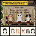 Welcome Hope You Brought Wine And Cat Treats, Cat Lover Gift, Custom Doormat