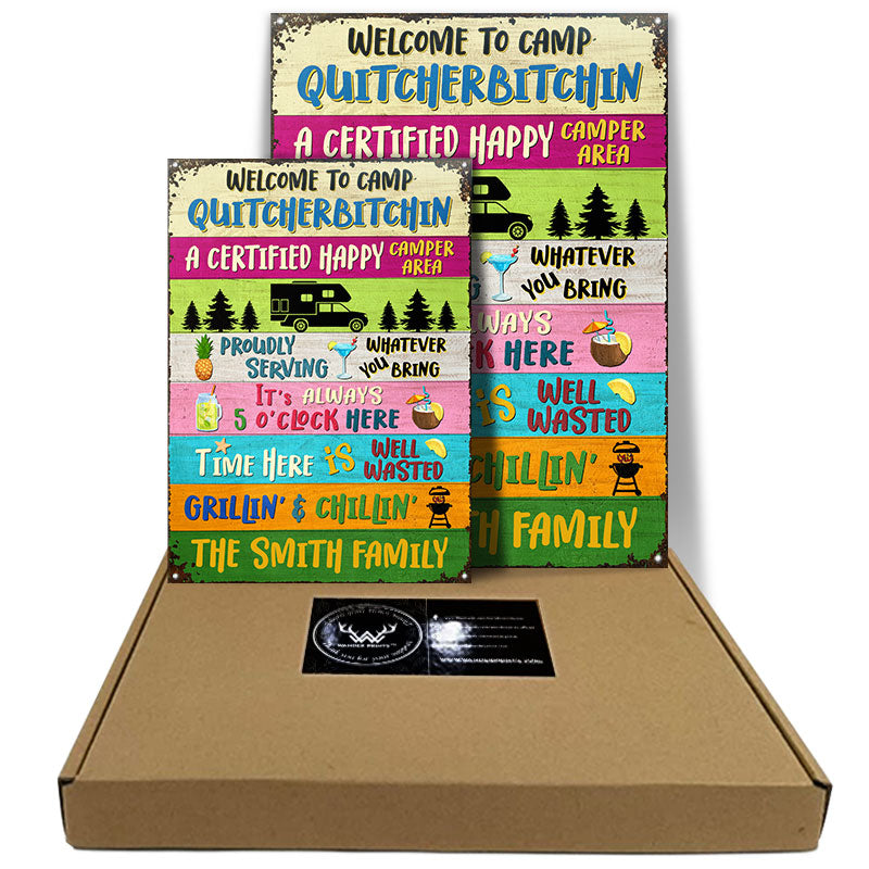 Welcome To Camp Proudly Serving Camping - Personalized Custom Classic Metal Signs