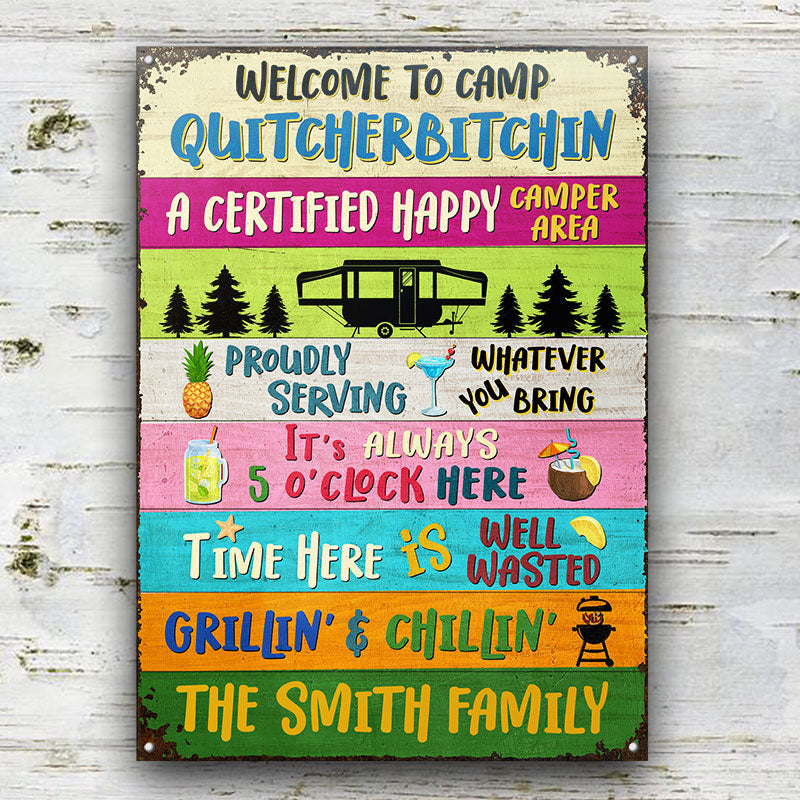 Welcome To Camp Proudly Serving Camping - Personalized Custom Classic Metal Signs