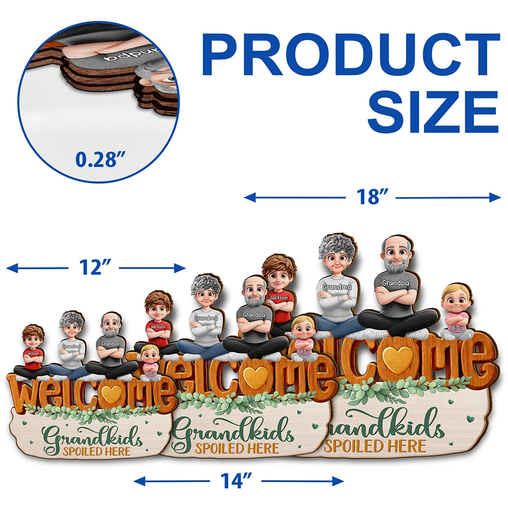 Parents,Gift For Grandparents,Family,Funny - Welcome Grandkids Spoiled Here Grandparents - Personalized Custom Shaped Wood Sign