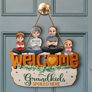 Parents,Gift For Grandparents,Family,Funny - Welcome Grandkids Spoiled Here Grandparents - Personalized Custom Shaped Wood Sign