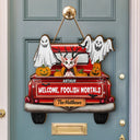 Halloween,Pet Lovers,Cat Lovers - Welcome Foolish Mortals - Personalized Custom Shaped Wood Sign