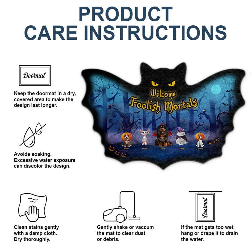 Halloween,Funny,Pet Lovers - Welcome Foolish Mortals Pet Halloween - Personalized Custom Shaped Doormat