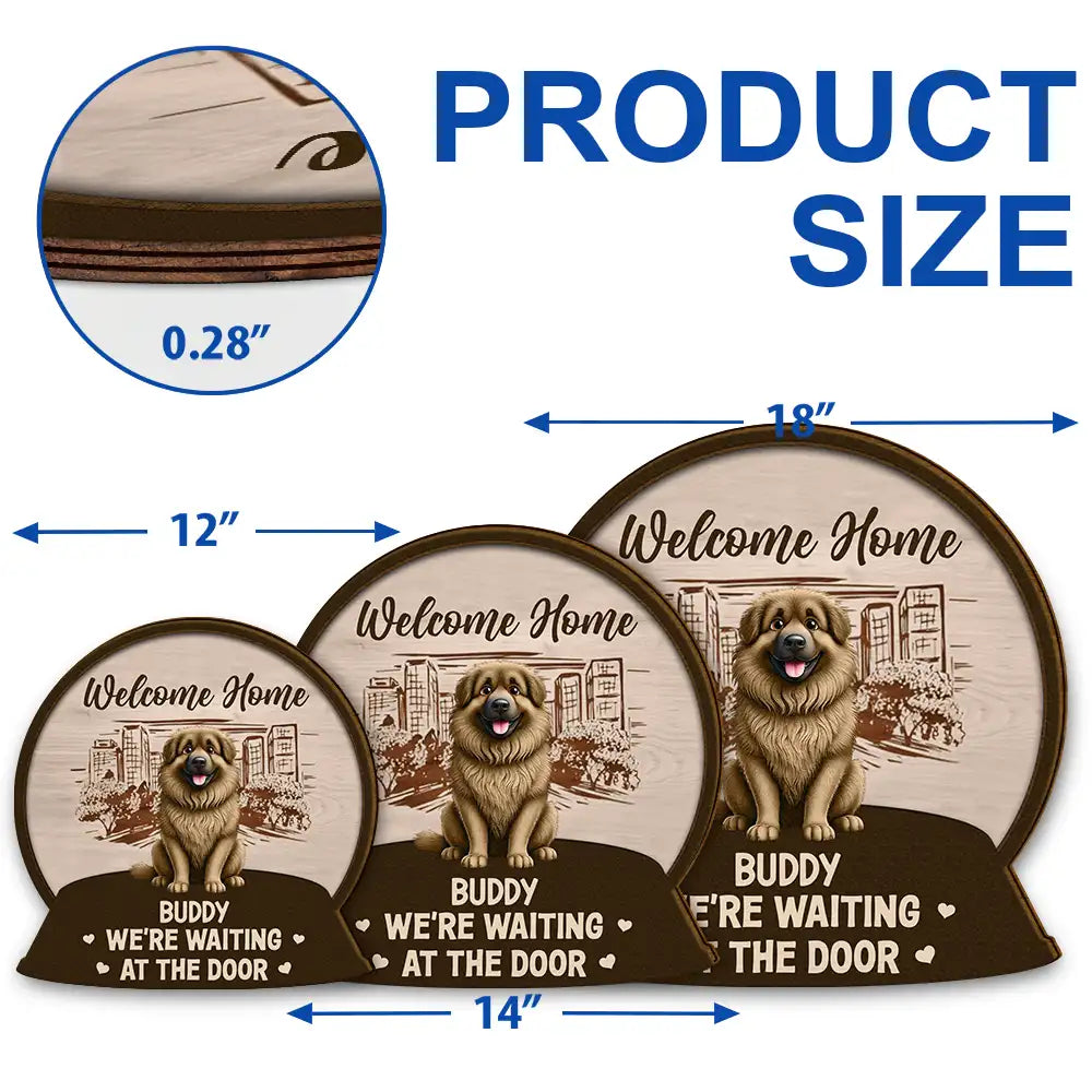 Family,Happy,Gift For Father,Gift For Mother - Welcome Home We're Waiting At The Door - Personalized Custom Shaped Wood Sign