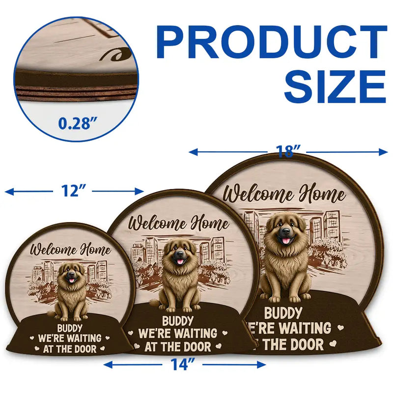 Family,Happy,Gift For Father,Gift For Mother - Welcome Home We're Waiting At The Door - Personalized Custom Shaped Wood Sign