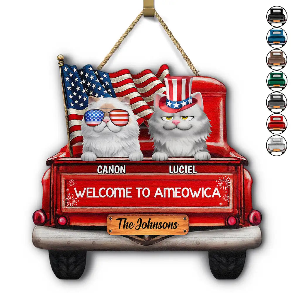 Welcome To Ameowica - Personalized Custom Shaped Wood Sign