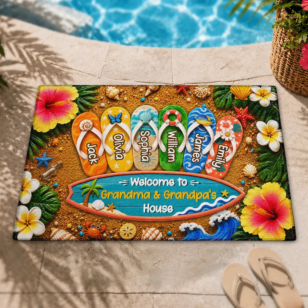 Welcome To Grandma Grandpa House - Personalized Doormat