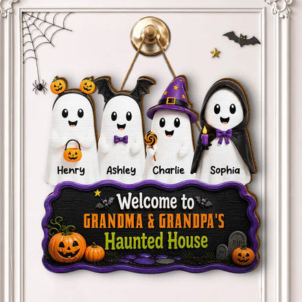 Welcome To Haunted House Halloween Boo - Personalized Custom Shaped Wood Sign