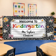 Teacher, Playful, Back To School, Custom Text - Welcome To Kindergarten Back To School - Personalized Horizontal Banner