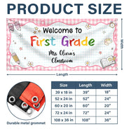 Teacher, Playful, Back To School, Custom Text - Welcome To Kindergarten Back To School - Personalized Horizontal Banner
