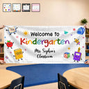 Teacher, Playful, Back To School, Custom Text - Welcome To Kindergarten Back To School - Personalized Horizontal Banner
