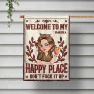 Gardening, Gift For Yourself, Gift For Women, Summer, Humorous, Vector - Welcome To My Happy Place - Personalized Flag