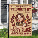 Gardening, Gift For Yourself, Gift For Women, Summer, Humorous, Vector - Welcome To My Happy Place - Personalized Flag