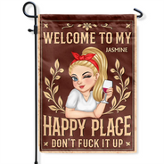 Gardening, Gift For Yourself, Gift For Women, Summer, Humorous, Vector - Welcome To My Happy Place - Personalized Flag