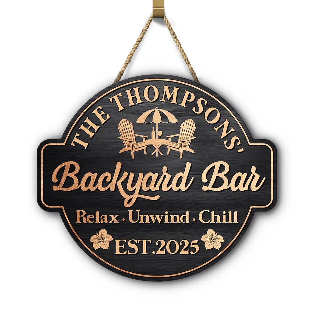 Welcome To Our Backyard Oasis - Personalized Custom Shaped Wood Sign