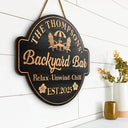 Backyard,Old Couples,Summer,Happy - Welcome To Our Backyard Oasis - Personalized Custom Shaped Wood Sign