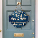 Backyard,Old Couples,Summer,Happy - Welcome To Our Backyard Oasis - Personalized Custom Shaped Wood Sign