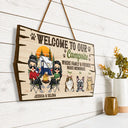 Welcome To Our Campsite Protected By Dogs Cats Pets - Gift For Couples, Campers, Camping Lovers, Travelers - Personalized Custom Shaped Wood Sign
