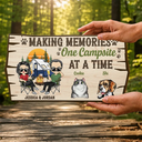 Welcome To Our Campsite Protected By Dogs Cats Pets - Gift For Couples, Campers, Camping Lovers, Travelers - Personalized Custom Shaped Wood Sign