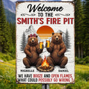 Old Couples,Gift For Husband,Gift For Wife,Gift For Boyfriend,Gift For Girlfriend,Camping,Campsite,Happy - Welcome To Our Fire Pit - Personalized Classic Metal Signs