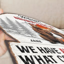 Old Couples,Gift For Husband,Gift For Wife,Gift For Boyfriend,Gift For Girlfriend,Camping,Campsite,Happy - Welcome To Our Fire Pit Bear Couple - Personalized Custom Shaped Metal Sign