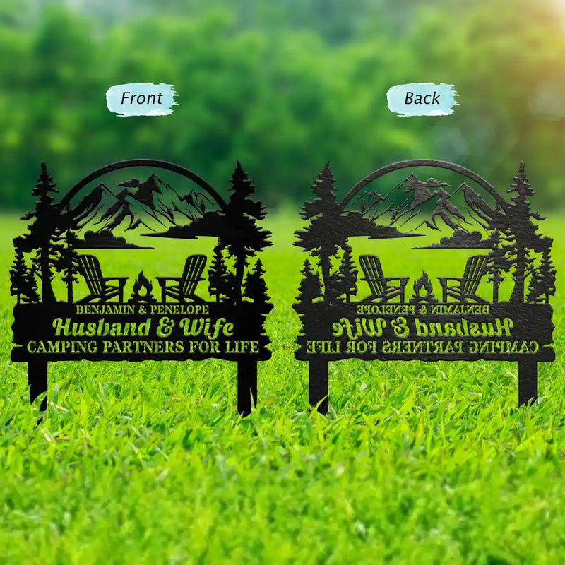 Camping,Campsite,Summer,Beach - Welcome To Our Place You And Me We Got This - Personalized Metal Garden Stake