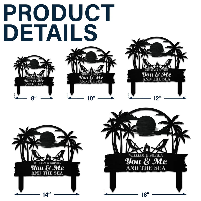 Camping,Campsite,Summer,Beach - Welcome To Our Place You And Me We Got This - Personalized Metal Garden Stake