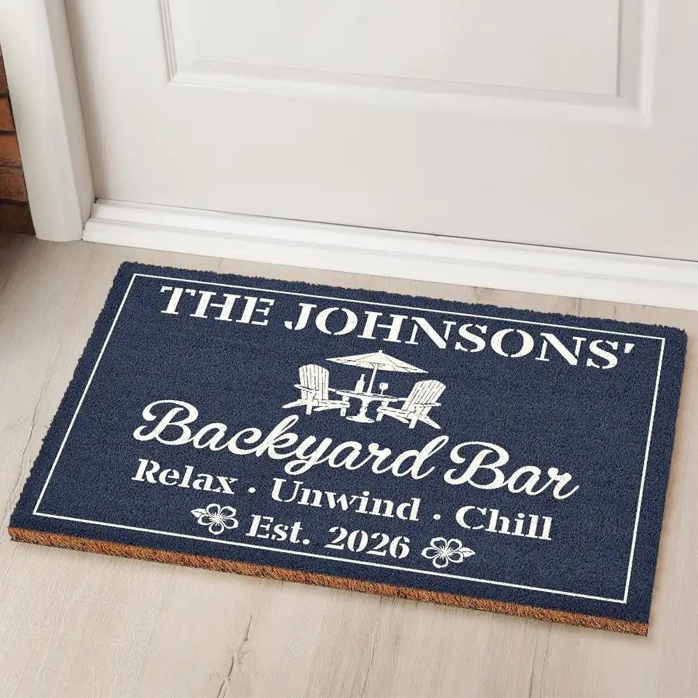 Poolside,Outdoor Decor,Summer,Top Market,Family,Cozy,Custom Text - Welcome To Our Poolside Paradise - Personalized Coconut Doormat