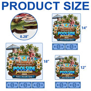 Poolside, Outdoor Decor, Summer, Gift For Couples, Top Market, Romantic, Vector - Welcome To Our Poolside Paradise - Personalized Custom Shaped Wood Sign