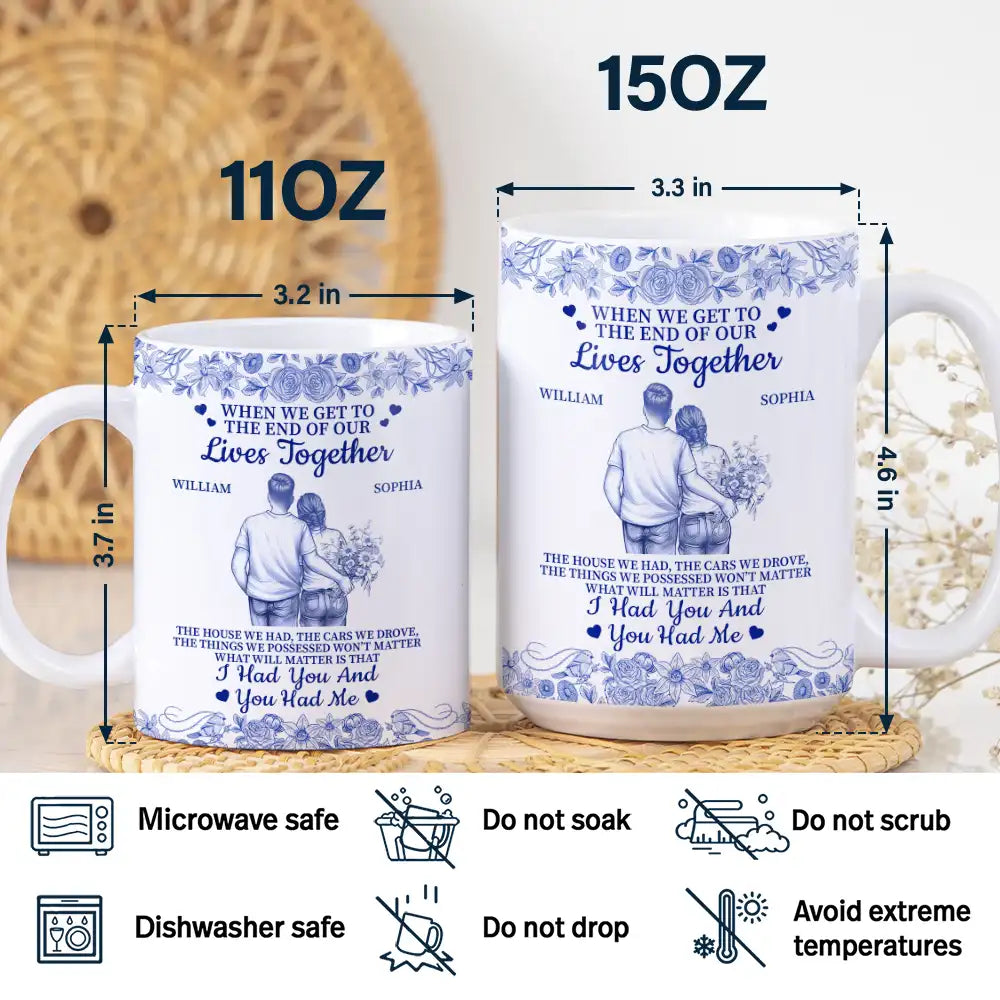 Wedding Anniversary, Gift For Couples, Gift For Husband, Gift For Wife, Happy - When We Get To The End Of Our Lives Together Toile Couple - Personalized White Edge-to-Edge Mug