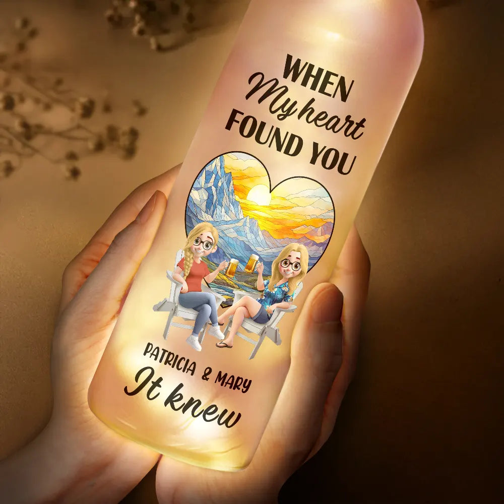 Gift For Couples,Gift For Husband,Gift For Wife,Gift For Boyfriend,Gift For Girlfriend,Love - When My Heart Found You It Knew - Personalized Bottle Light