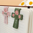 Reading, Christian, Gift For Yourself - Where Flowers Meet Faith Birth Month Flower With Name - Personalized Cross Leather Magnetic Bookmark