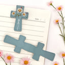 Reading, Christian, Gift For Yourself - Where Flowers Meet Faith Birth Month Flower With Name - Personalized Cross Leather Magnetic Bookmark