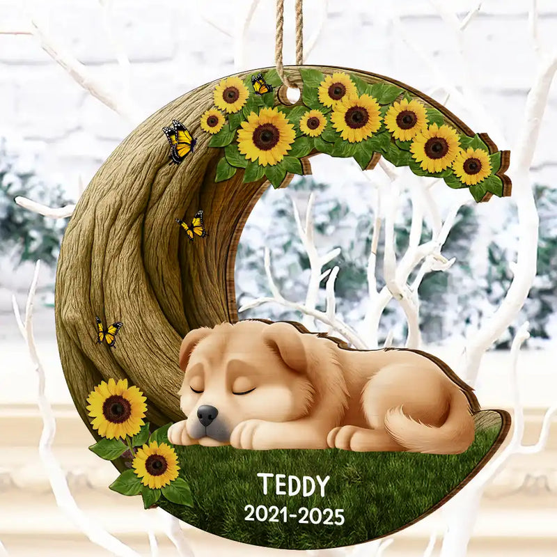 Christmas,Dog Lovers,Memorial,Non-Eng - Where Memories Bloom Beneath The Crescent Tree - Personalized Custom Shaped Wooden Ornament