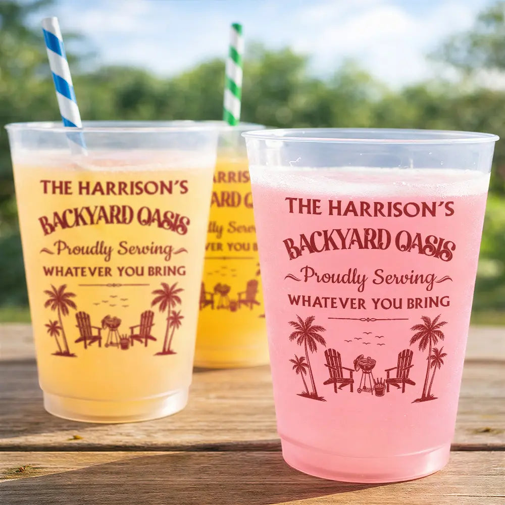 Humorous, Family, Summer, Poolside, Outdoor Decor, Icon - Where Neighbors Listen To Good Music - Personalized Frosted Cups